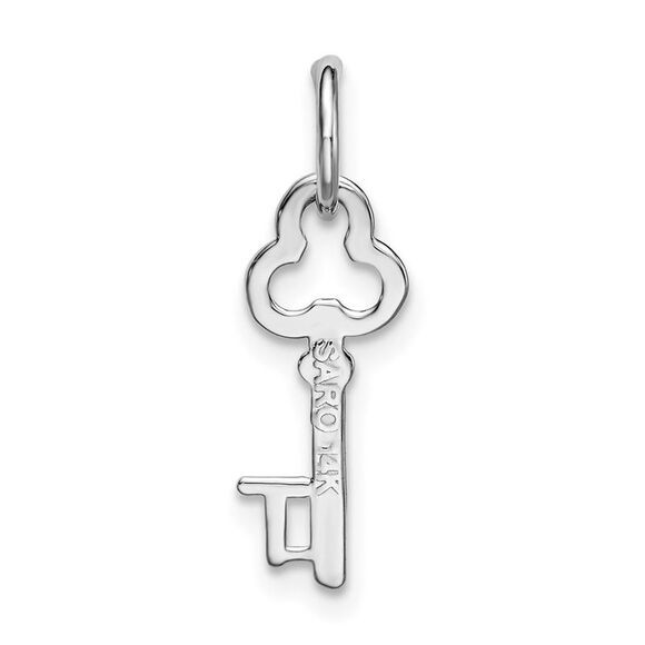 14k White Gold, Hannah Collection, Mini Initial T Shamrock Key Charm - Picture 4 of 5